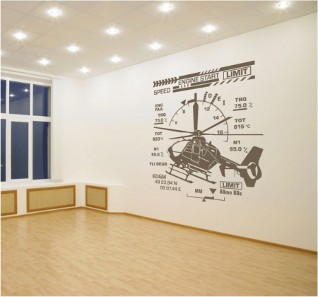 EC135 Helicopter Wandtattoo, Helicopter Wandtattoo, Hubschrauber Wandtattoo